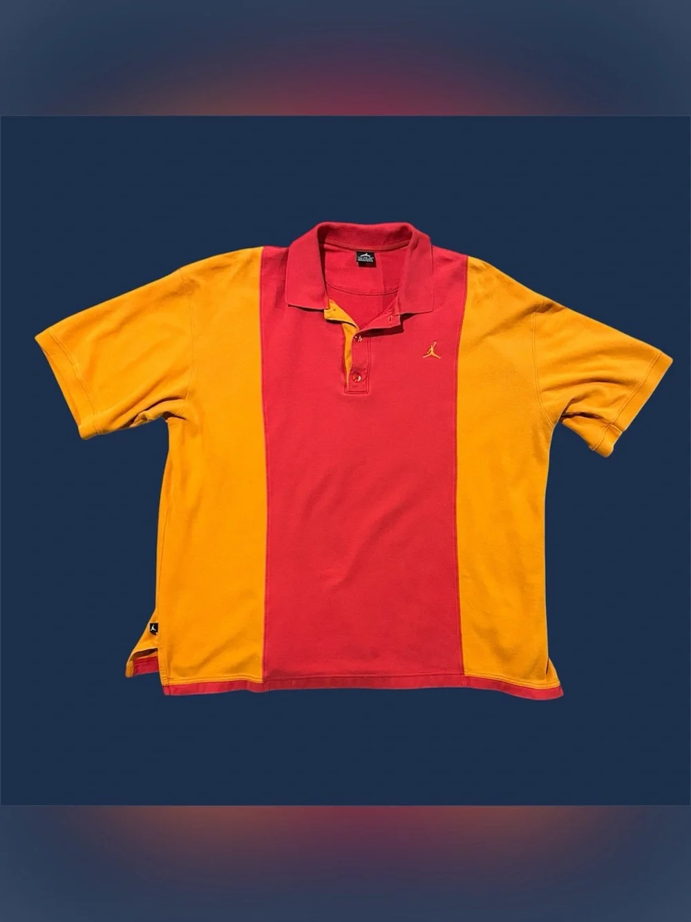 Vintage Jordan Brand Red & Orange Colorblock Cotton Polo 3XL